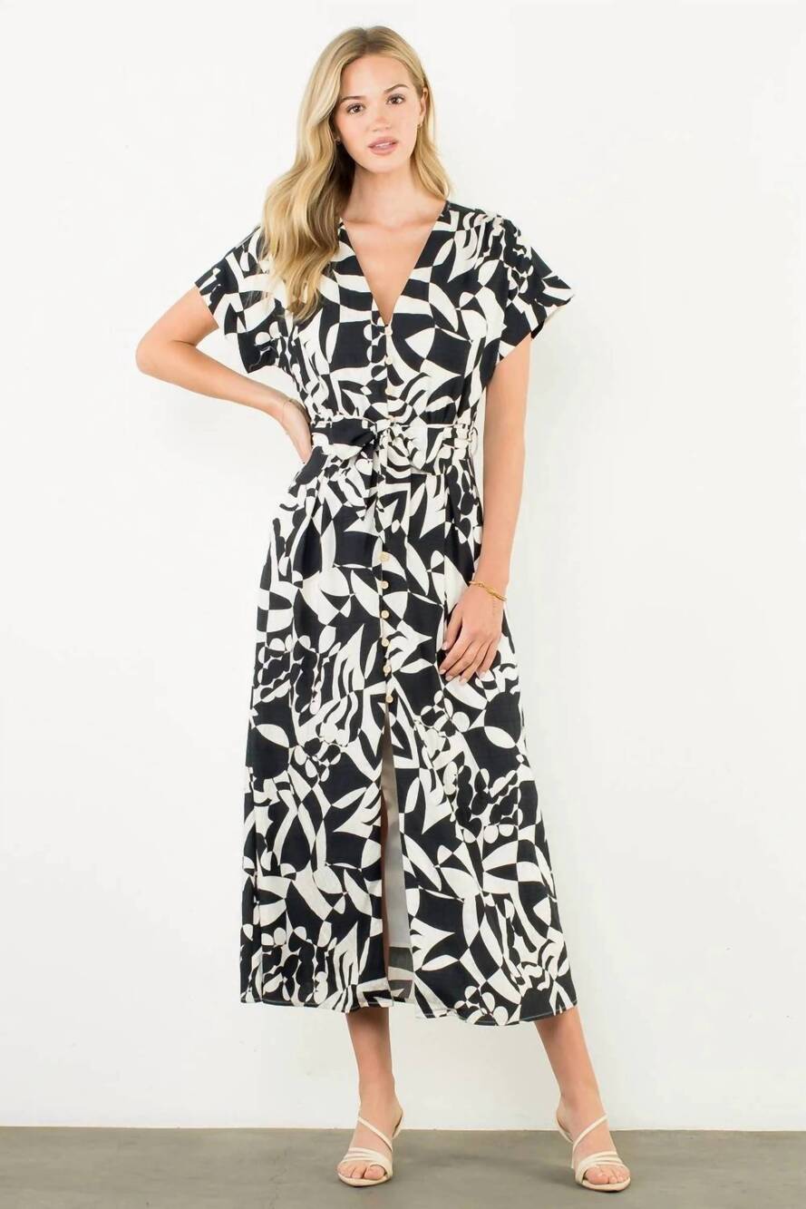 NEW THML short sleeve button up dress in black
